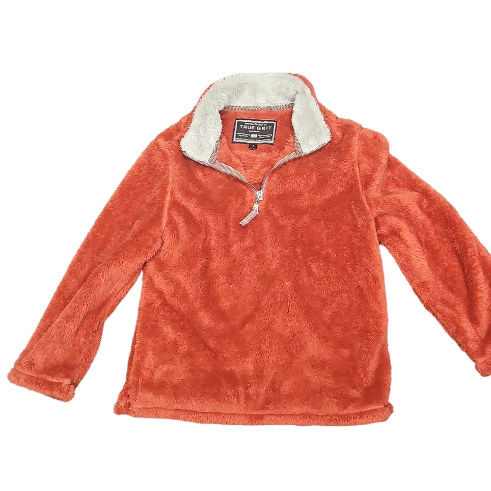 True Grit Boys Red Fleece Pullover Sweater Sweatshirt Sz Med Sz Small